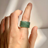 17.2mm A-Grade Natural Bluish Green Jadeite Archer Ring Band No. 161929