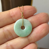 A-Grade Natura Moss On Snow Jadeite Ancient Coin Donut Pendant No.172824