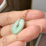A-Grade Natura Moss On Snow Jadeite Ancient Coin Donut Pendant No.172824