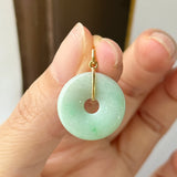 A-Grade Natura Moss On Snow Jadeite Ancient Coin Donut Pendant No.172824