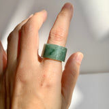 17.2mm A-Grade Natural Bluish Green Jadeite Archer Ring Band No. 161929