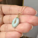 A-Grade Natural Moss On Snow Jadeite Ancient Coin Donut Pendant No.172821