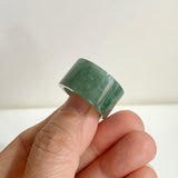 17.2mm A-Grade Natural Bluish Green Jadeite Archer Ring Band No. 161929