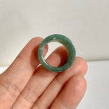 17.2mm A-Grade Natural Bluish Green Jadeite Archer Ring Band No. 161929