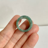 17.2mm A-Grade Natural Bluish Green Jadeite Archer Ring Band No. 161929