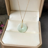 Icy A-Grade Natura Moss On Snow Jadeite Ancient Coin Donut Pendant No.172822