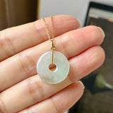 Icy A-Grade Natura Moss On Snow Jadeite Ancient Coin Donut Pendant No.172822