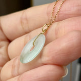 Icy A-Grade Natura Moss On Snow Jadeite Ancient Coin Donut Pendant No.172822