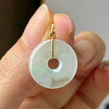 Icy A-Grade Natura Moss On Snow Jadeite Ancient Coin Donut Pendant No.172822
