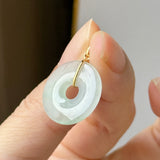 Icy A-Grade Natura Moss On Snow Jadeite Ancient Coin Donut Pendant No.172822