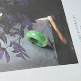 15.2mm A-Grade Natural Imperial Green Jadeite Abacus Ring Band No. 162435