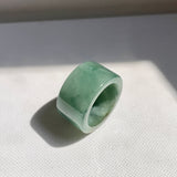 17mm A-Grade Natural Bluish Green Jadeite Archer Ring Band No. 161439