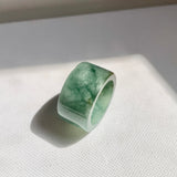 17mm A-Grade Natural Bluish Green Jadeite Archer Ring Band No. 161439