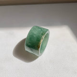 17mm A-Grade Natural Bluish Green Jadeite Archer Ring Band No. 161439