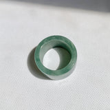 17mm A-Grade Natural Bluish Green Jadeite Archer Ring Band No. 161439