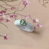 16.8mm A-Grade Natural Jadeite Joseon Dynasty Ring (Cherry Blossom) No.162555