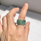 17mm A-Grade Natural Bluish Green Jadeite Archer Ring Band No. 161439