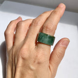 17mm A-Grade Natural Bluish Green Jadeite Archer Ring Band No. 161439