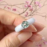 16.8mm A-Grade Natural Jadeite Joseon Dynasty Ring (Cherry Blossom) No.162555