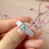 16.8mm A-Grade Natural Jadeite Joseon Dynasty Ring (Cherry Blossom) No.162555