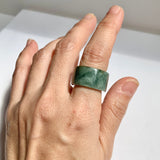 17mm A-Grade Natural Bluish Green Jadeite Archer Ring Band No. 161439
