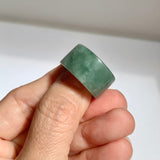 17mm A-Grade Natural Bluish Green Jadeite Archer Ring Band No. 161439