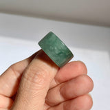 17mm A-Grade Natural Bluish Green Jadeite Archer Ring Band No. 161439