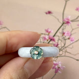 16.8mm A-Grade Natural Jadeite Joseon Dynasty Ring (Cherry Blossom) No.162555