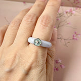 16.8mm A-Grade Natural Jadeite Joseon Dynasty Ring (Cherry Blossom) No.162555