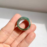 17mm A-Grade Natural Bluish Green Jadeite Archer Ring Band No. 161439