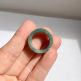 17mm A-Grade Natural Bluish Green Jadeite Archer Ring Band No. 161439