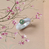 18.1mm A-Grade Natural Jadeite Joseon Dynasty Ring (Cherry Blossom) No.162556