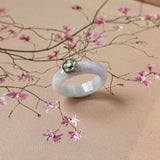 18.1mm A-Grade Natural Jadeite Joseon Dynasty Ring (Cherry Blossom) No.162556