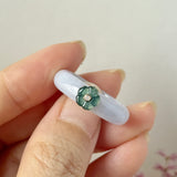 18.1mm A-Grade Natural Jadeite Joseon Dynasty Ring (Cherry Blossom) No.162556