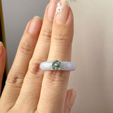17mm A-Grade Natural Jadeite Joseon Dynasty Ring (Cherry Blossom) No.162557