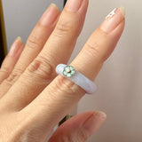 17mm A-Grade Natural Jadeite Joseon Dynasty Ring (Cherry Blossom) No.162557