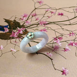18.1mm A-Grade Natural Jadeite Joseon Dynasty Ring (Cherry Blossom) No.162558