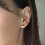 SOLD OUT: Icy A-Grade Natural Imperial Green Jadeite Earring Studs (Princess Diana) No. 180717