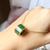 A-Grade Imperial Green Jadeite Gold Rim Barrel No.172183