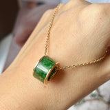 A-Grade Imperial Green Jadeite Gold Rim Barrel No.172183