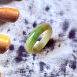 SOLD OUT: 17.7mm A-Grade Natural Yellowish Green Jadeite Ring Band No. 161432