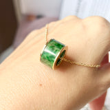A-Grade Imperial Green Jadeite Gold Rim Barrel No.172183