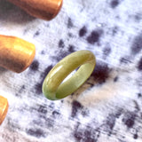 SOLD OUT: 17.7mm A-Grade Natural Yellowish Green Jadeite Ring Band No. 161432
