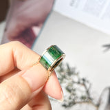 A-Grade Imperial Green Jadeite Gold Rim Barrel No.172183