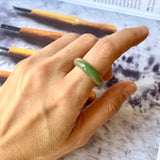 SOLD OUT: 17.7mm A-Grade Natural Yellowish Green Jadeite Ring Band No. 161432