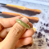 SOLD OUT: 17.7mm A-Grade Natural Yellowish Green Jadeite Ring Band No. 161432