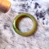 SOLD OUT: 17.7mm A-Grade Natural Yellowish Green Jadeite Ring Band No. 161432