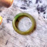 SOLD OUT: 17.7mm A-Grade Natural Yellowish Green Jadeite Ring Band No. 161432
