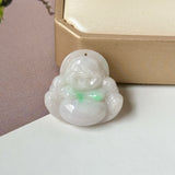 A-Grade Natural Lavender Green Jadeite Buddha Pendant No.170692
