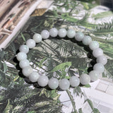 8.2mm A-Grade Natural Light Lavender Green Jadeite Beaded Bracelet No.190198B